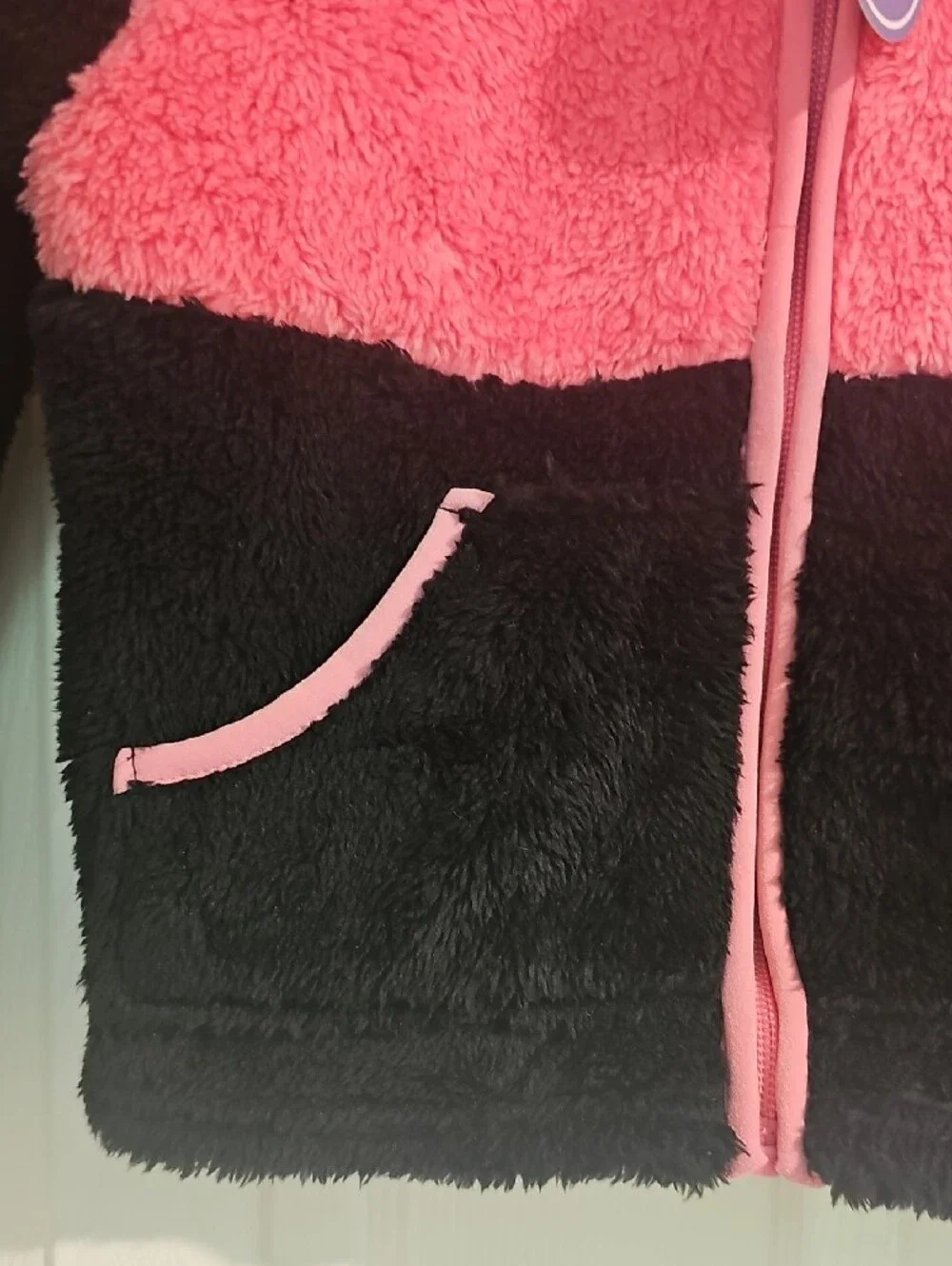 Weather Club Girls L 6X Pink Black Faux Fur Zippered Hooded Jacket w/Pockets New